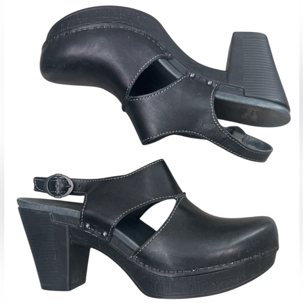 Dansko Riley Clogs Slingback Heels Euro Size 40 black Leather casual everyday - Picture 4 of 10